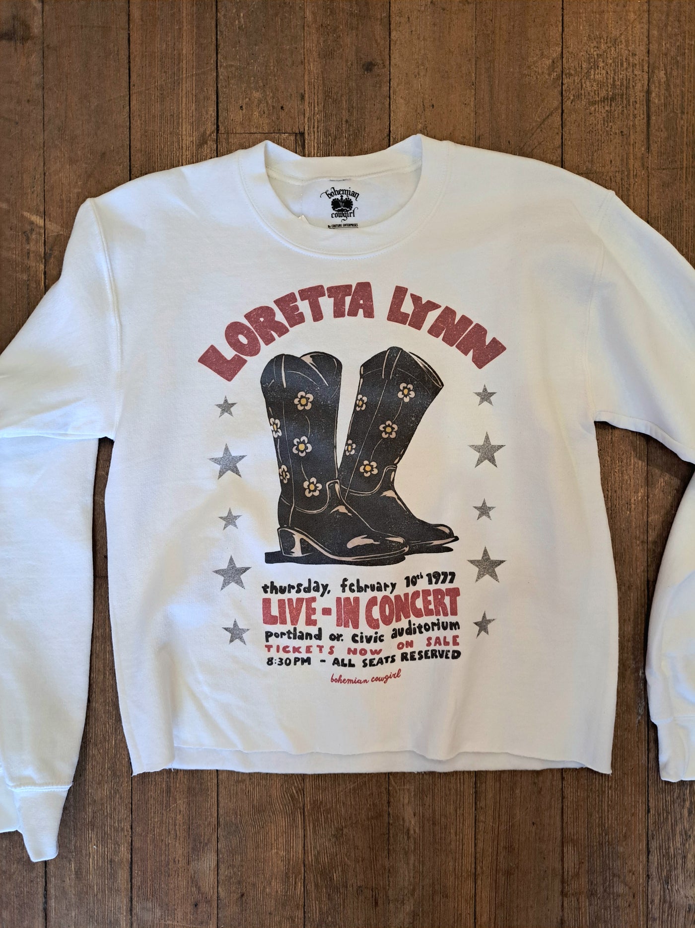 Loretta Lynne Daisy Boots Throwback 1977 Sweatshirt