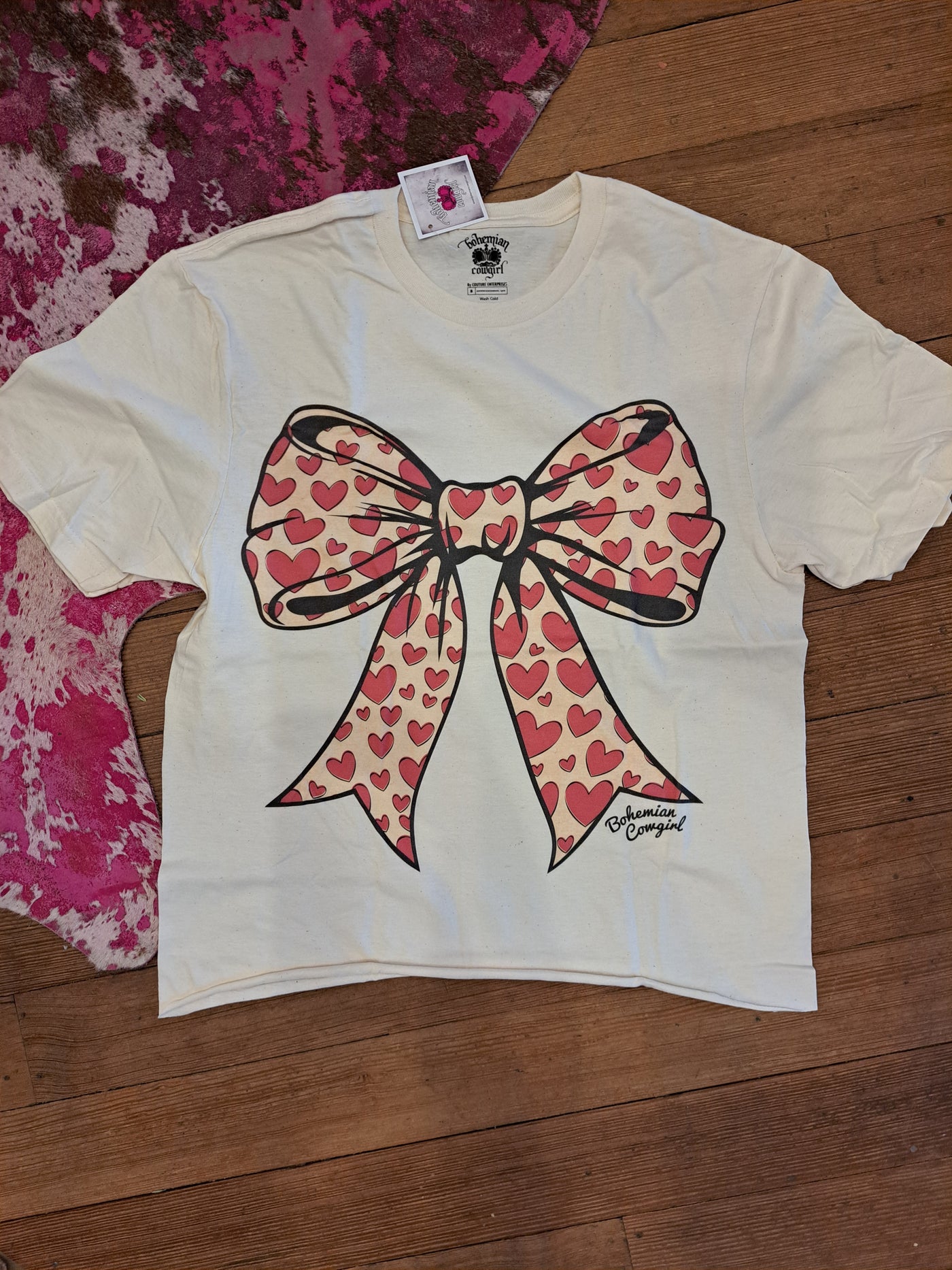 Heart Pattern Big Bow T-Shirt