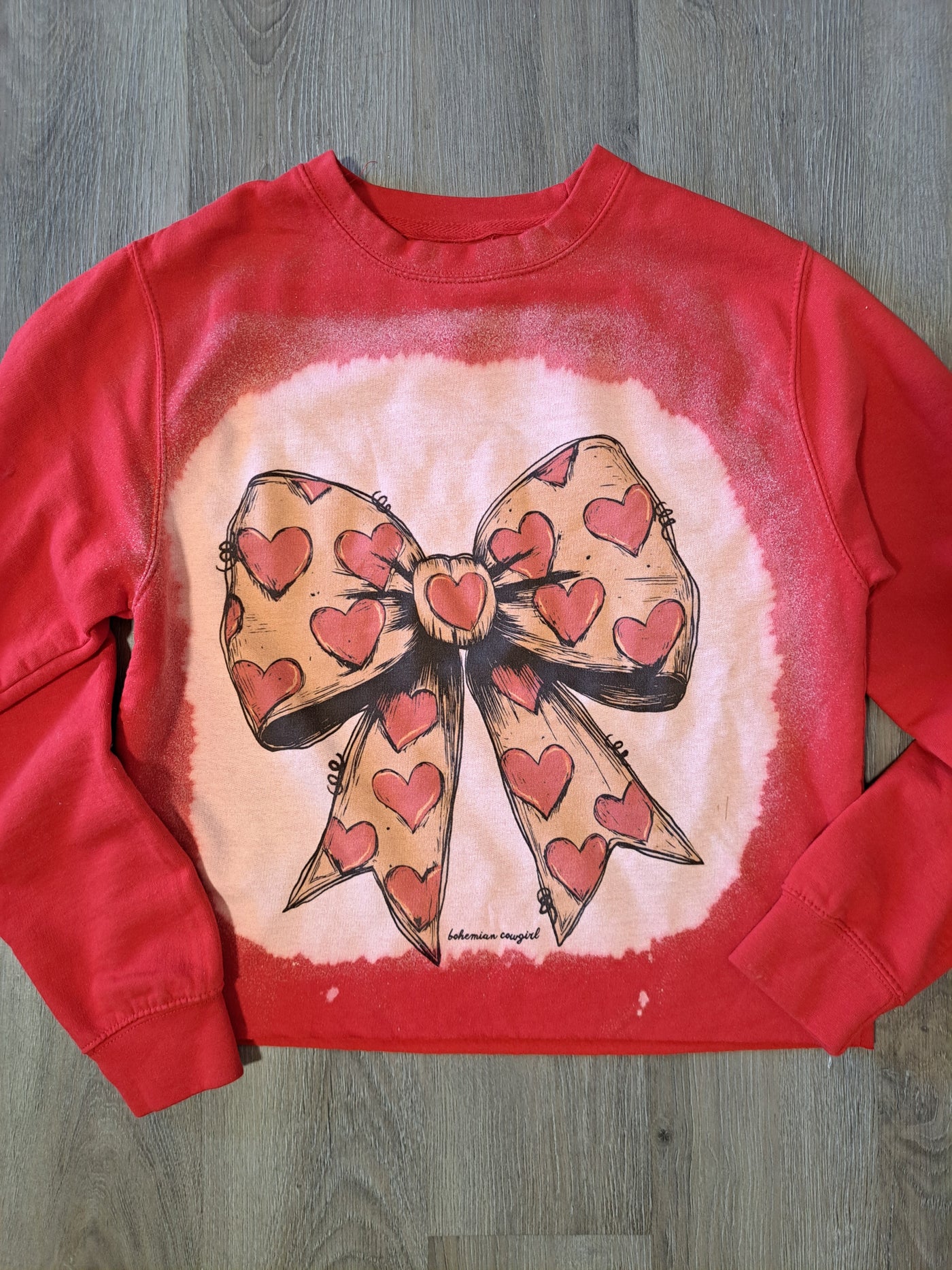 Bleach & Distressed Red Bow Sweatshirt