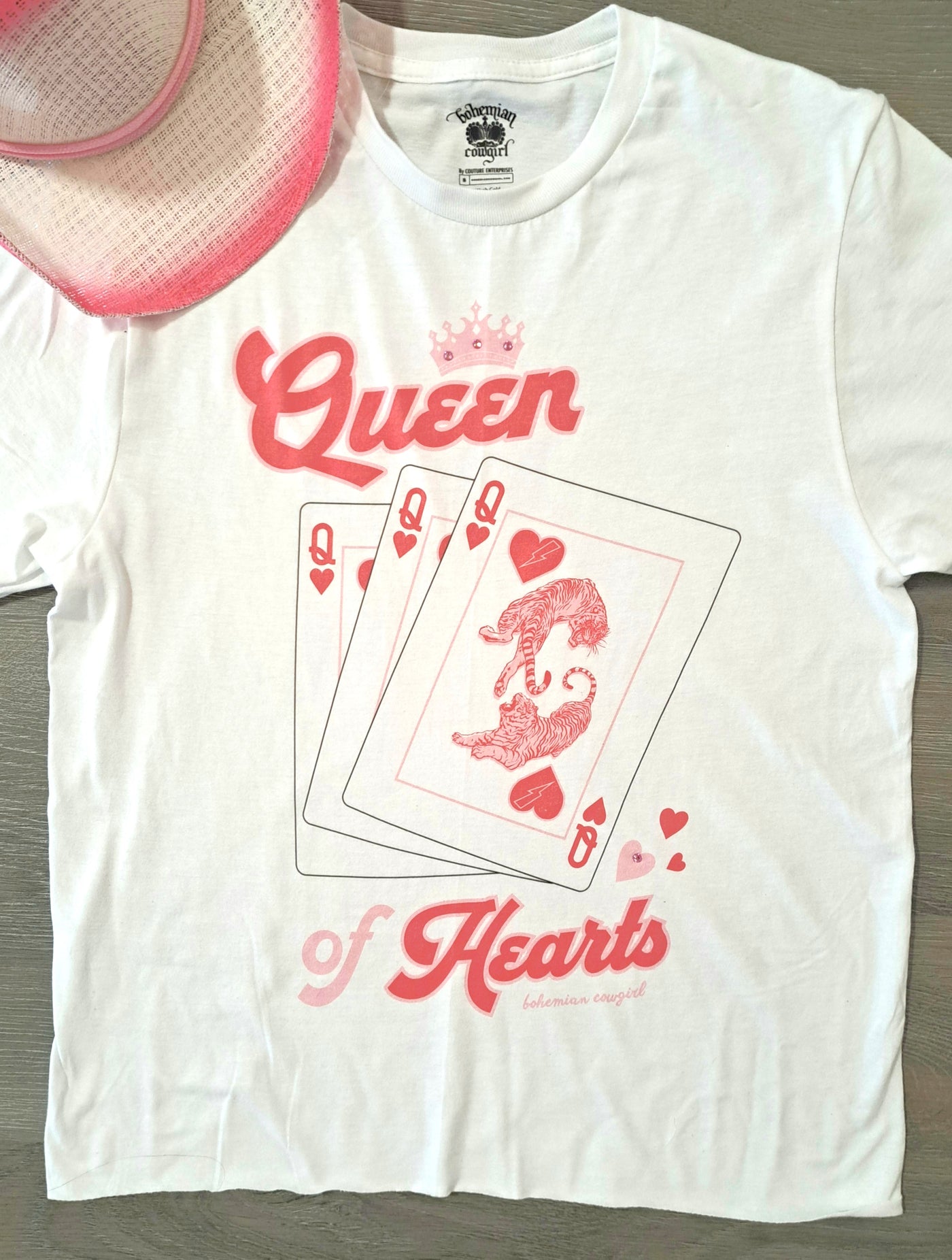 Tiger Queen of Hearts White T-Shirt