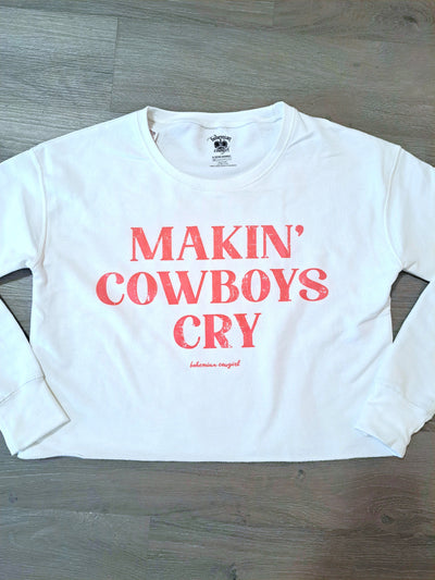 Makin' Cowboys Cry Cropped Sweatshirt