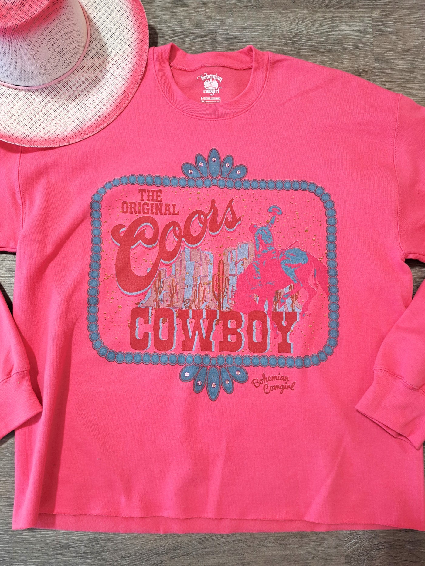 Framed Coors Cowboy Pink Sweatshirt