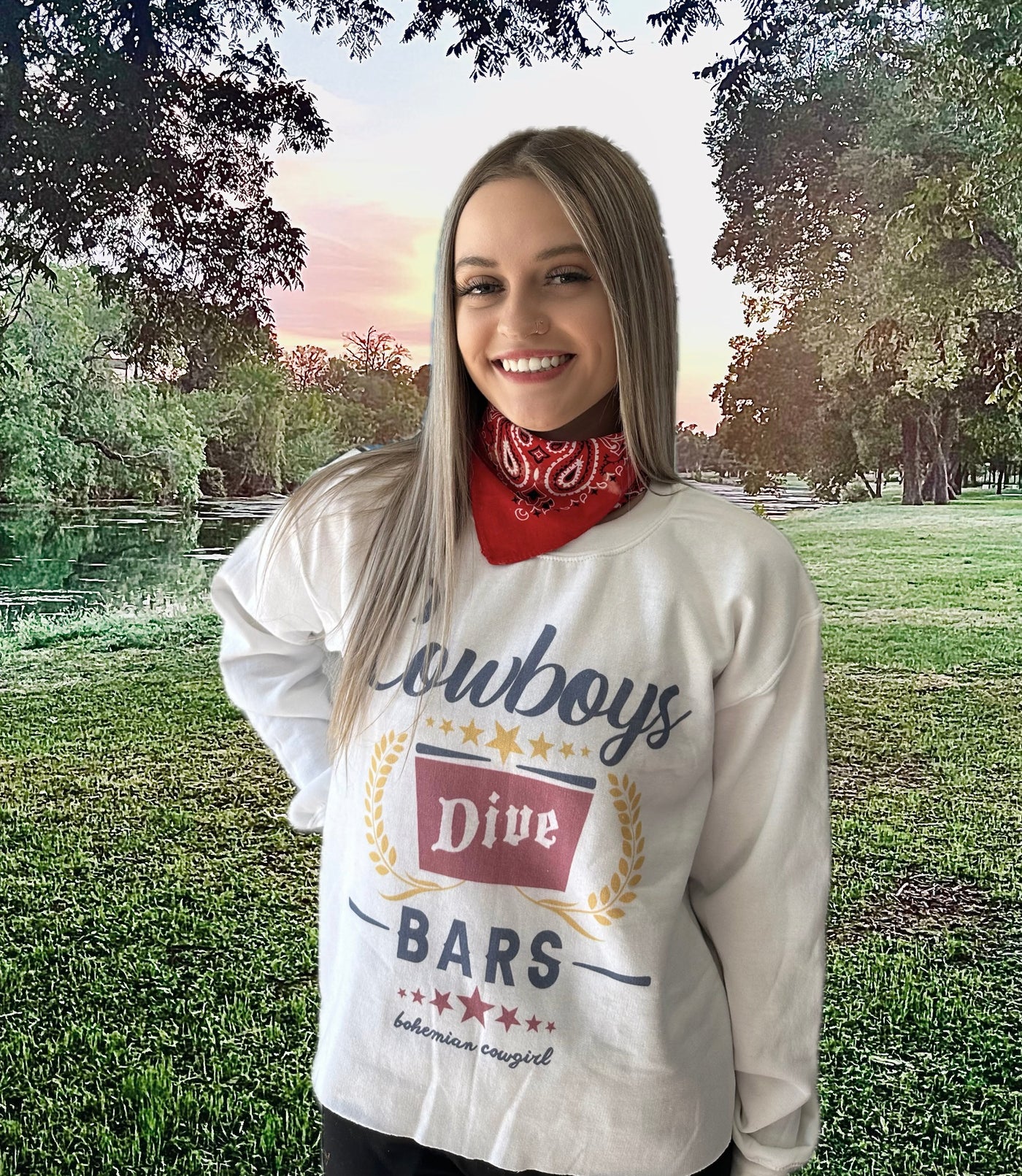 Cowboys Dive Bar Cropped Sweatshirt
