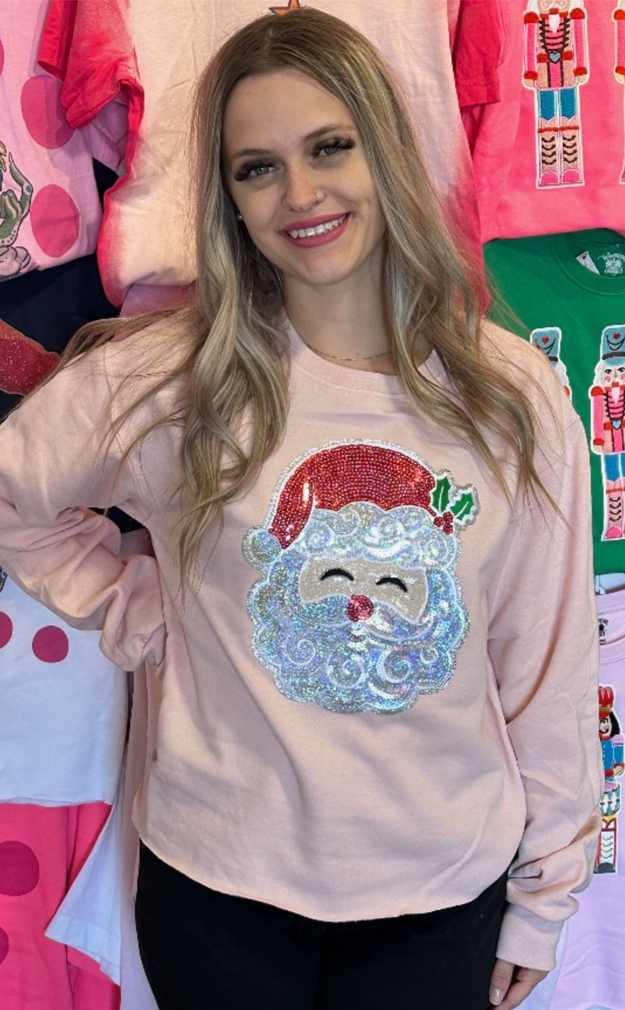 Glitter Santa Patch Sweatshirt