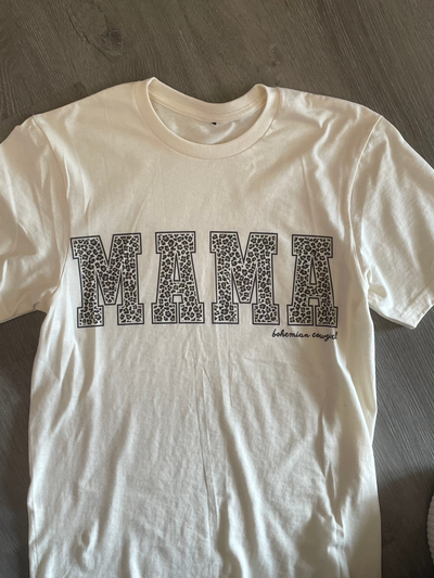 MAMA LEOPARD PRINT T SHIRT