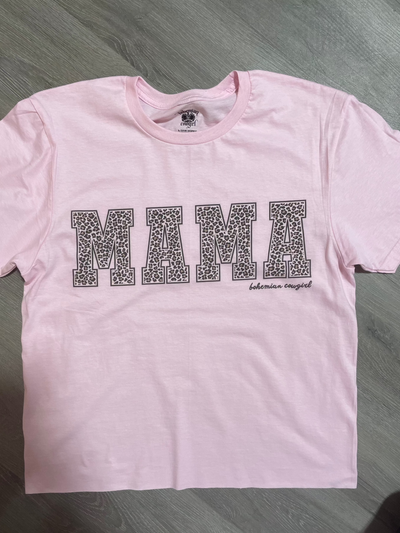 MAMA LEOPARD PRINT T SHIRT