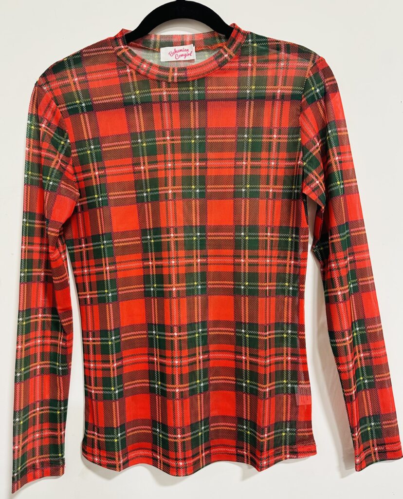 RED PLAID MESH SHIRT