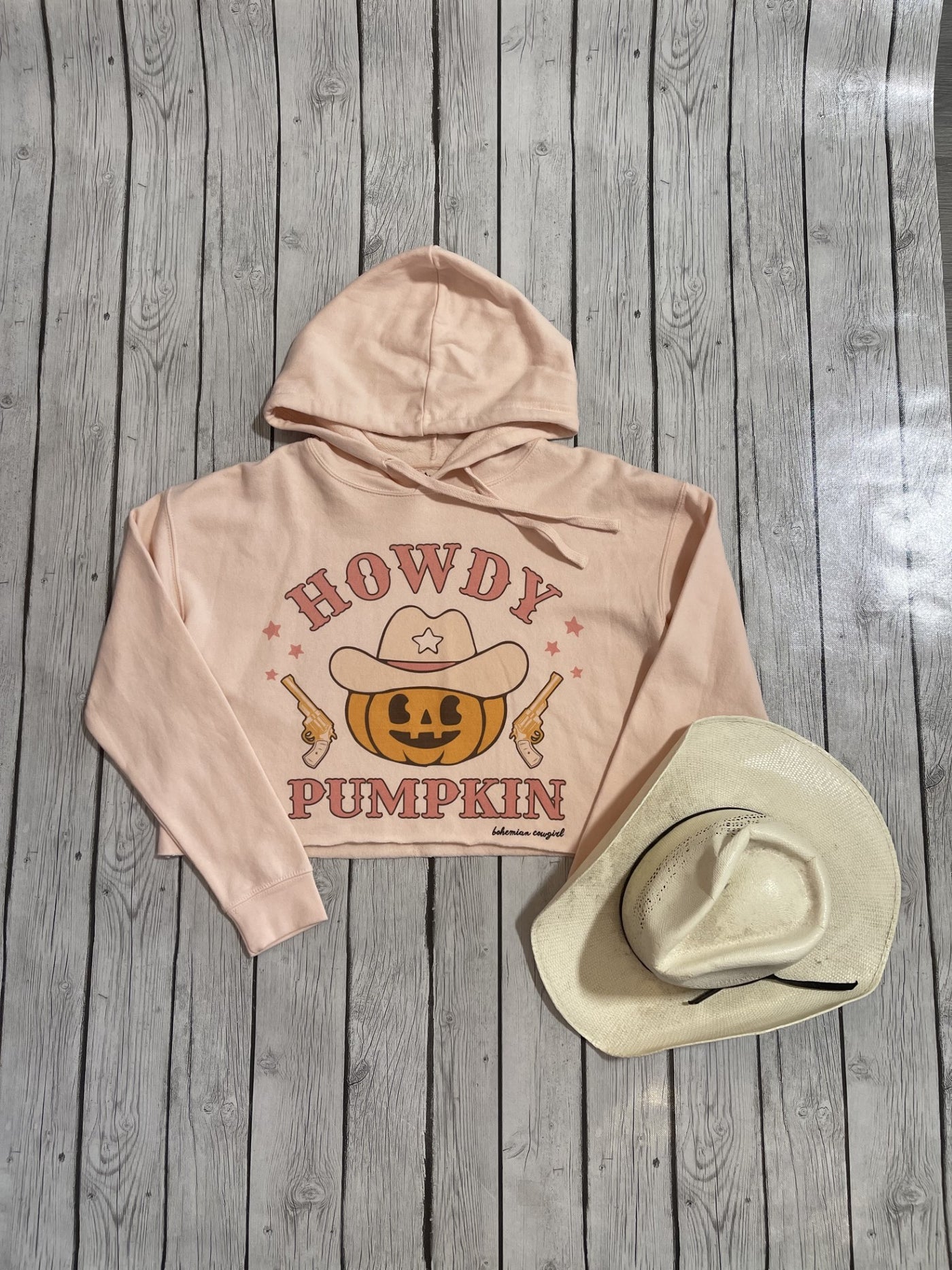 Howdy Pumpkin Western Cropped Hoodie