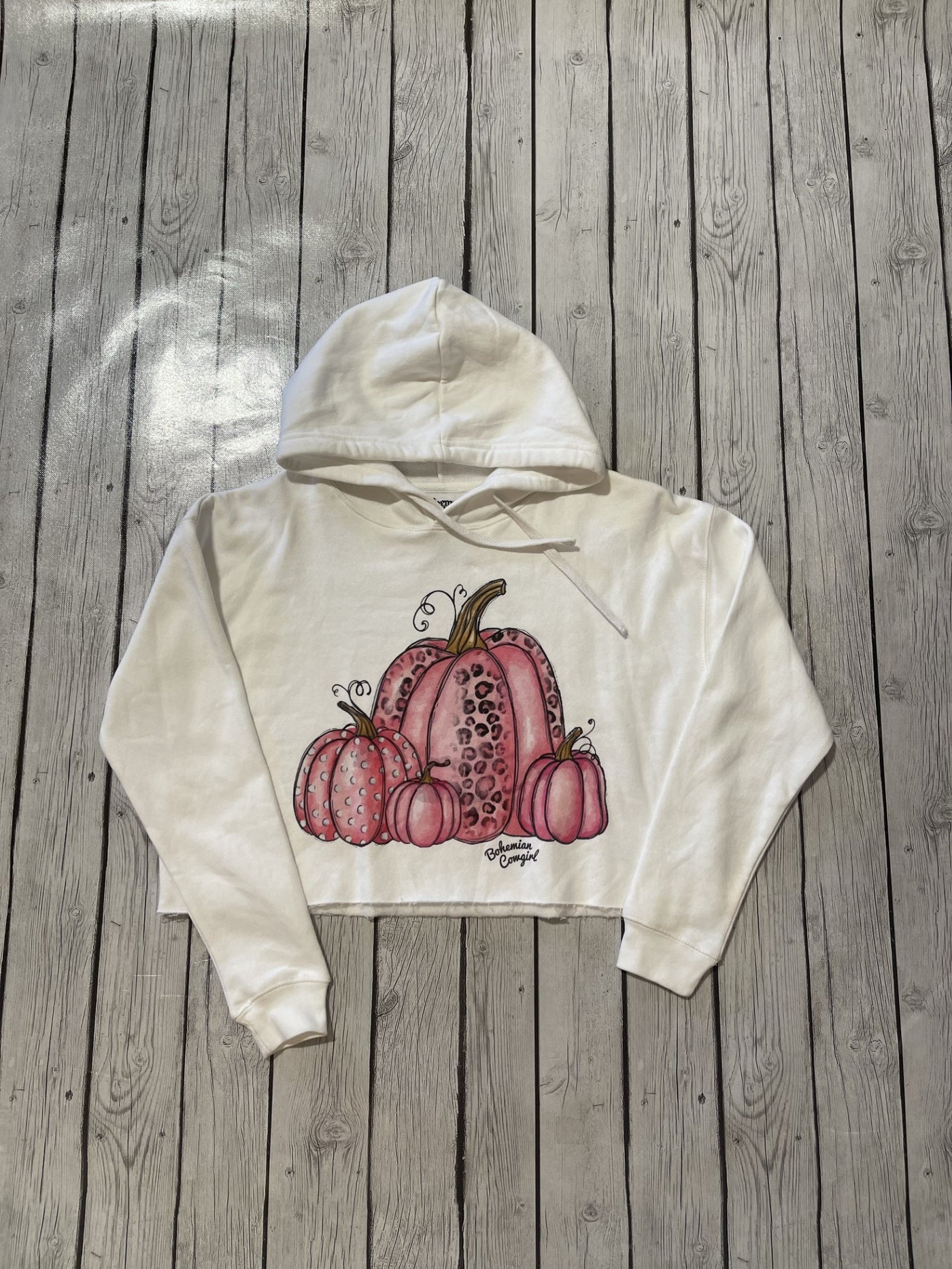 Pink Pumpkins Cropped Hoodie