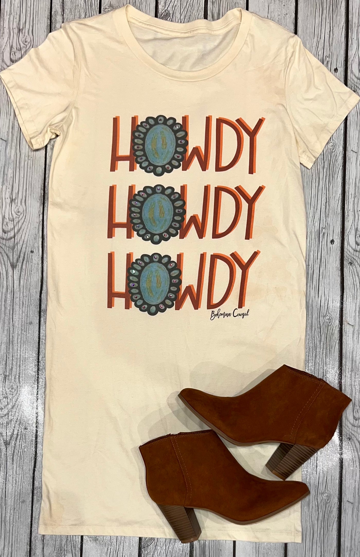 Turquoise Stone Howdy - T-shirt Dress
